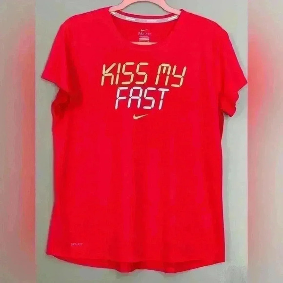 Nike Running Dri-Fit Red Women's Tee (152) - Picture 1 of 10